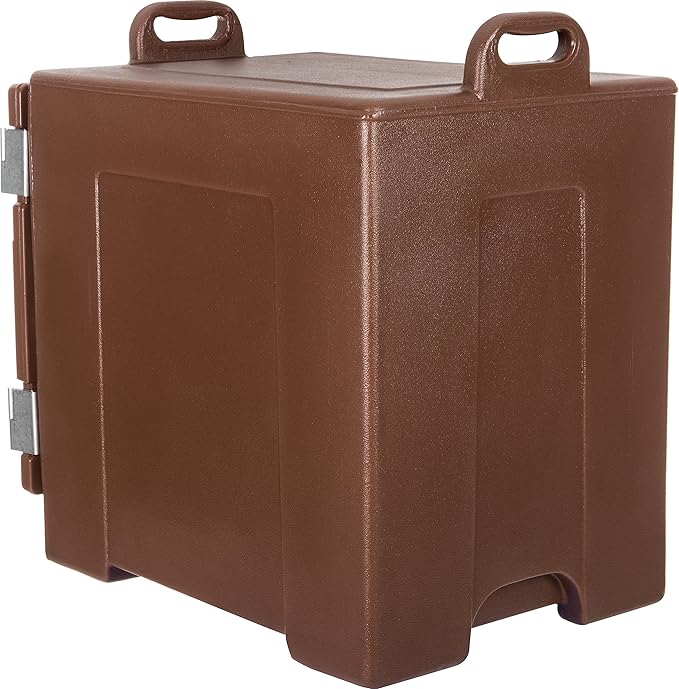 Carlisle FoodService Products Cateraide Insulated Front Loading Food Pan Carrier with Handles for Catering, Events, and Restaurants, Plastic, 5 Pans, Brown