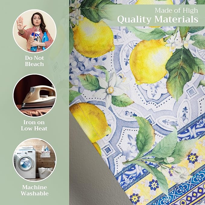 Maison d' Hermine Kitchen Towels Set of 3 100% Cotton 27.50" x 20" Reusable Cloth Tea Dish Towels Absorbent with Hanging Loop for Kitchen, Home, Dining, Cocktail Parties Spring/Summer (Citrus)