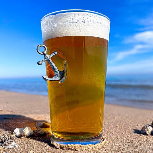 BenShot Anchor Pint Glass - 16oz - HandCrafted for Fathers Day or All-American Celebrations