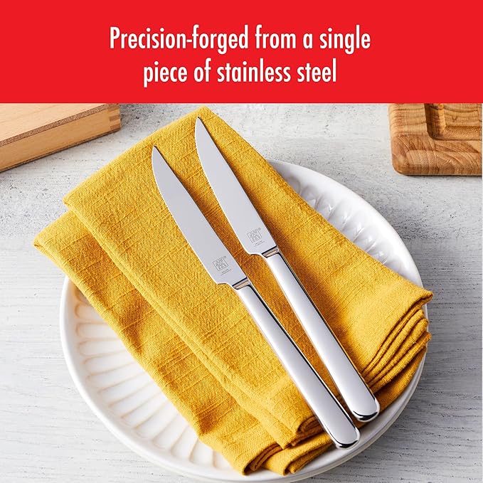 ZWILLING Contemporary Steak Knife Set of 8, Oval handle, Stainless Steel, with 12" x 10" case