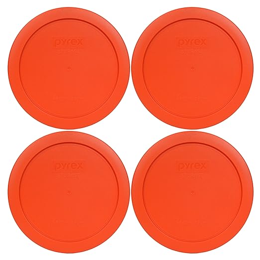 Pyrex 7201-PC 4 Cup Pumpkin Orange Food Storage Replacement Lids (4-Pack) - Made in USA