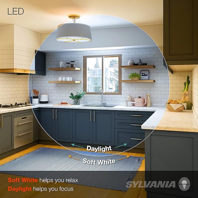 Sylvania LED Light Bulb, 60W Equivalent A19, Efficient 8.5W, Medium Base, Frosted Finish, 800 Lumens, Soft White - 4 Pack (73888)