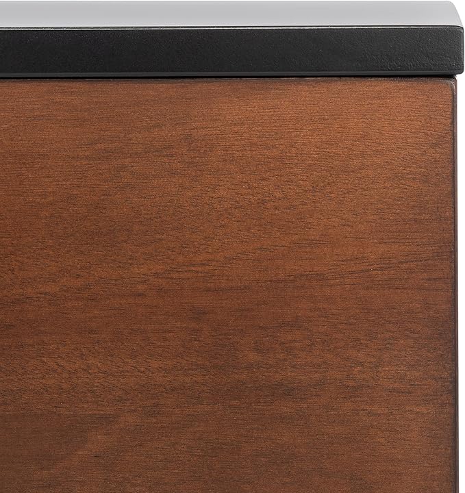 SAFAVIEH Genevieve TV Stand for up to 65" Flatscreen – Black & Walnut Brown Finish, Mid-Century Modern Storage Cabinet, Entertainment Media Console (MED5000F)