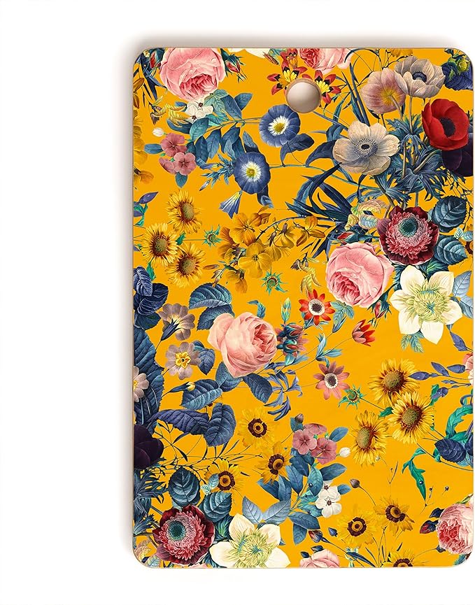 SSociety6 Bamboo Cutting Board- Kitchen Decor by Burcu Korkmazyurek - Unique Cutting Boards for Kitchen, 16" x 10.5" x 0.5", Summer Botanical Garden IX