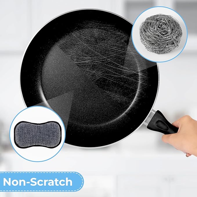 GRANNY SAYS Sponges Kitchen for Washing, Dish Washing Scrubbers, Scrubbing Pad for Cleaning, Scrub Sponge for Kitchen Non - Scratch, Scouring Pad for Pots and Pans, Washable & Microfiber Pad, 12 Pack