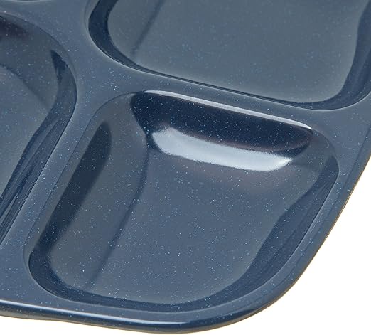Carlisle FoodService Products Essential Plastic Meal Tray with 4-Compartments for Schools, Cafeterias, and Dining Halls, Melamine, 10.5 x 9.5 Inches, Café Blue
