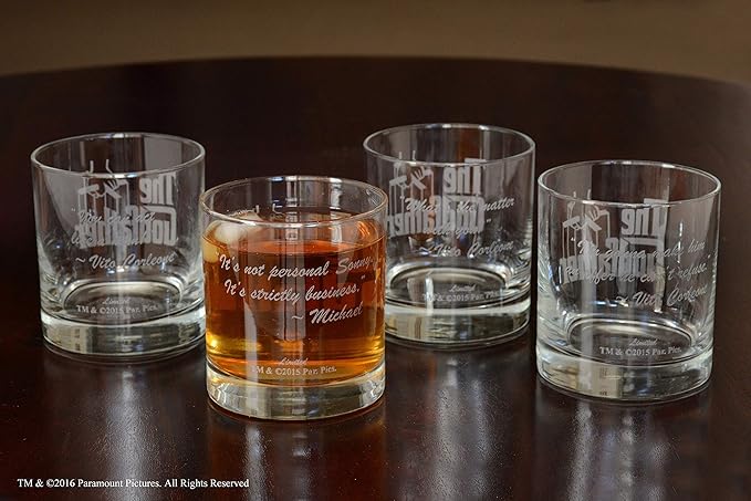 Official Godfather Etched Rocks Whiskey Glass - with Logo & Quote ''I can handle things. I'm smart...'' - Premium Quality, Handcrafted Glassware, 11oz. A Perfect Collectible Gift