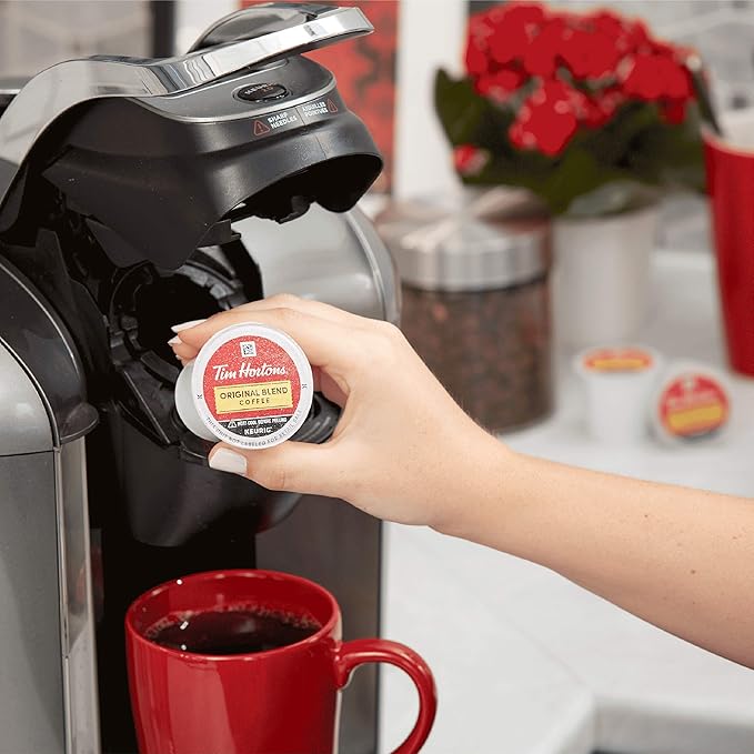 Tim Hortons Original Blend, Medium Roast Coffee, Single-Serve K-Cup Pods Compatible with Keurig Brewers, 96ct K-Cups, Red