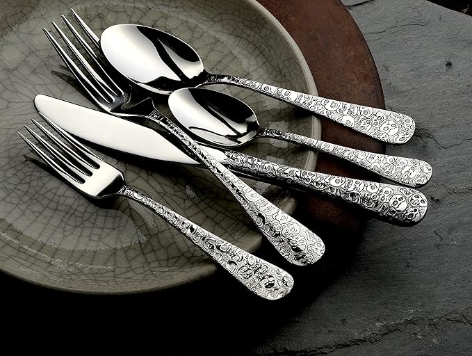 Liberty Tabletop Calavera (Skull) 20 Piece Flatware Set service for 4 18/10 Silverware Made in USA