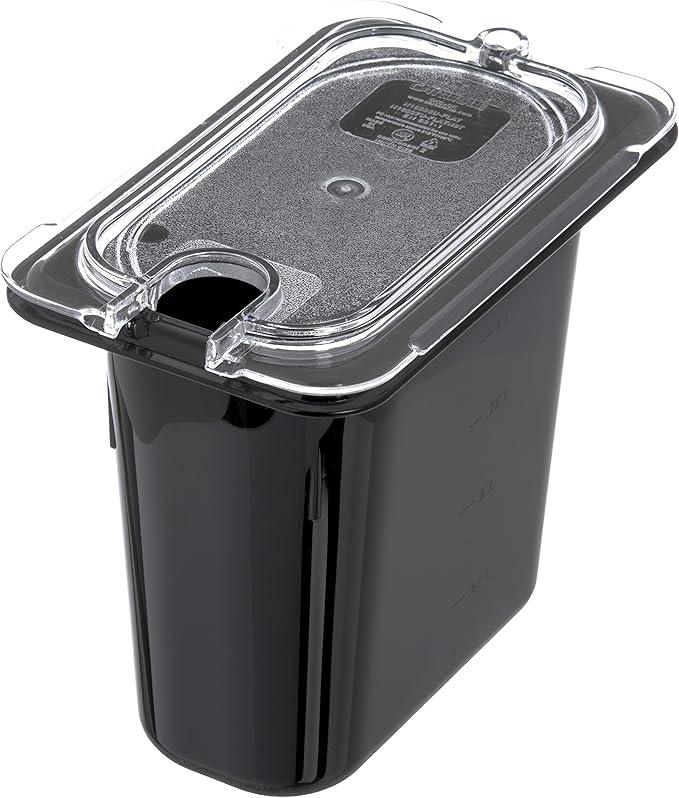 Carlisle FoodService Products Storplus Food Storage Container Food Pan, Chafing Pan for Catering, Buffets, Restaurants, Polycarbonate (Pc), 1/9 Size 6 Inches Deep, Black, (Pack of 6)
