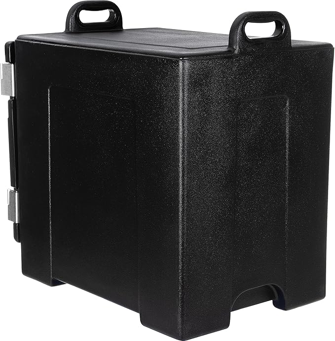 Carlisle FoodService Products Insulated Food Pan Carrier and Warmer, Front-Loading with Handles, Holds 5 Full or 10 Half 2.5" Pans (Sold Separately) with Rugged PE Shell and PU Insulation, Black