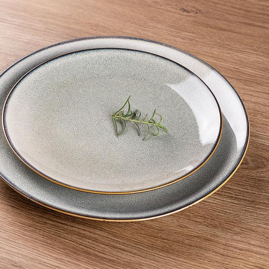 GBHOME Ceramic Dinnerware Sets for 8, 24 Pieces Stoneware Plates and Bowls Sets, Reactive Glaze Dishes -Scratch Resistant, Dishwasher&Microwave Safe