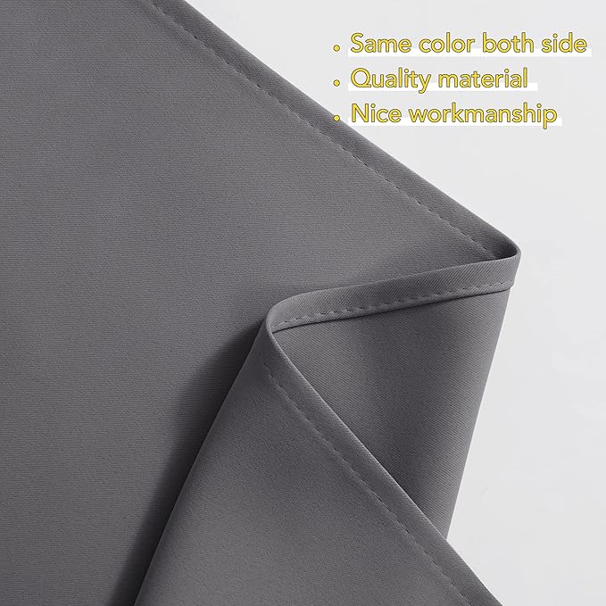 NICETOWN Blackout Window Treatment Pole Pocket Kitchen Tier Curtains- Tailored Scalloped Valance/Swags for Living Room (One Pair, 36 Wide by 63-inches Long Each Panel, Grey)