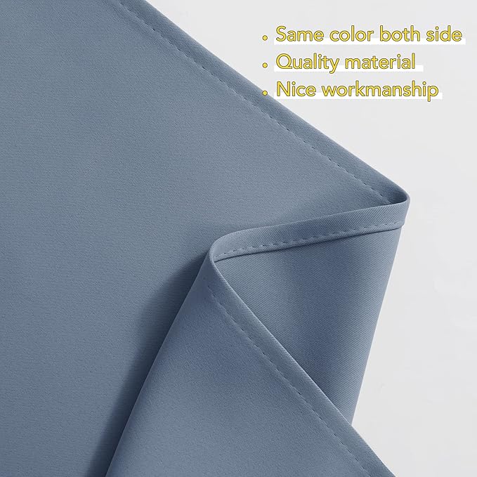 NICETOWN Room Darkening Swag Curtain Valance, Elegant Rod Pocket Tailored Scalloped Window Treatment Curtains for Home Decor/Office (2 Panels, 36" W X 36" L per Panel, Stone Blue)