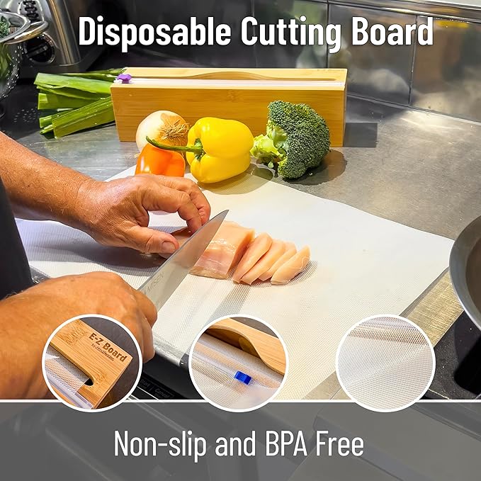 Mind Reader E-Z Board Disposable Cutting Board Box Set, 20 sq ft, Refillable, Reusable, Recyclable, Plastic, Clear