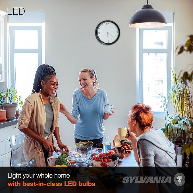 Sylvania LED A19 Light Bulb, 75W Equivalent, Efficient 12W, Medium Base, Frosted Finish, 1100 Lumens, 5000K, Daylight - 4 Pack (78100)