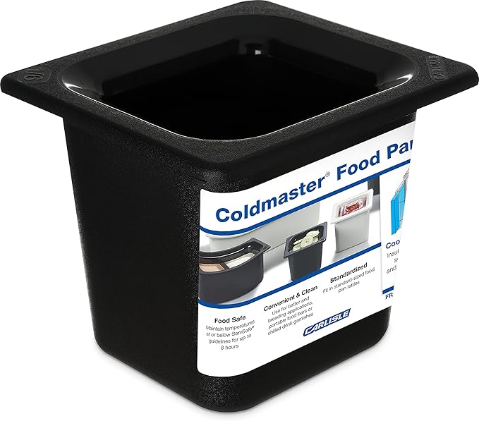 Carlisle CM110403 Coldmaster ABS Sixth-Size Food Pan, 6.84 x 6.25 x 5.91", Black