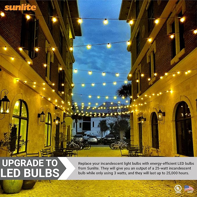 Sunlite 41726 LED A19 Colored Light Bulb, 3 Watts (25w Equivalent), E26 Medium Base, Non-Dimmable, UL Listed, Party Decoration, Holiday Lighting, 6 Count, Yellow