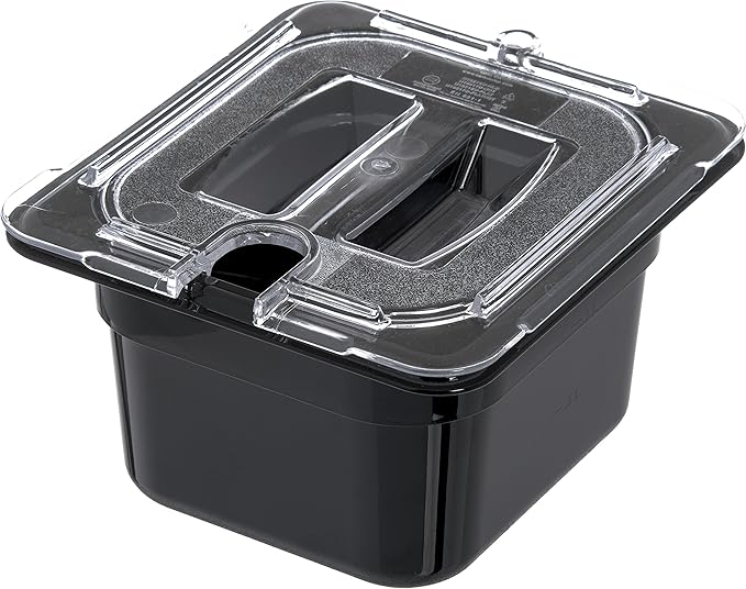 Carlisle FoodService Products Storplus 1/6-Size Plastic Food Pan, Food Storage Container, for Catering, Buffets, Restaurants, Polycarbonate, 1/6 Size, 4 Inches Deep, Black, (Pack of 6)