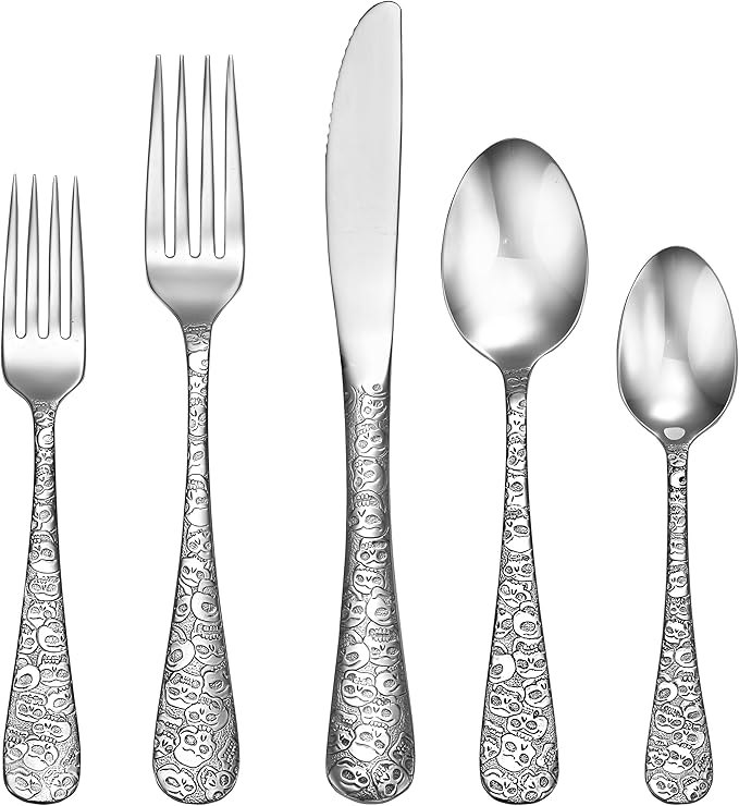 Liberty Tabletop Calavera (Skull) 20 Piece Flatware Set service for 4 18/10 Silverware Made in USA