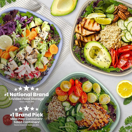 Bentgo Prep - 1-Compartment Bowls with Custom Fit Lids - Reusable, Microwaveable, Durable, PFAS & BPA-Free, Freezer and Dishwasher Safe Meal Prep Food Storage - 10 Bowls & 10 Lids (Periwinkle)