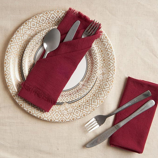 ACCENTHOME Burgundy Cotton Linen Napkin Set of 12 18x18 inch Dinner Napkins - Washable Soft Premium Reusable Perfect Fall Thanksgiving Table Napkins for Family Dinners Christmas & Everyday Use