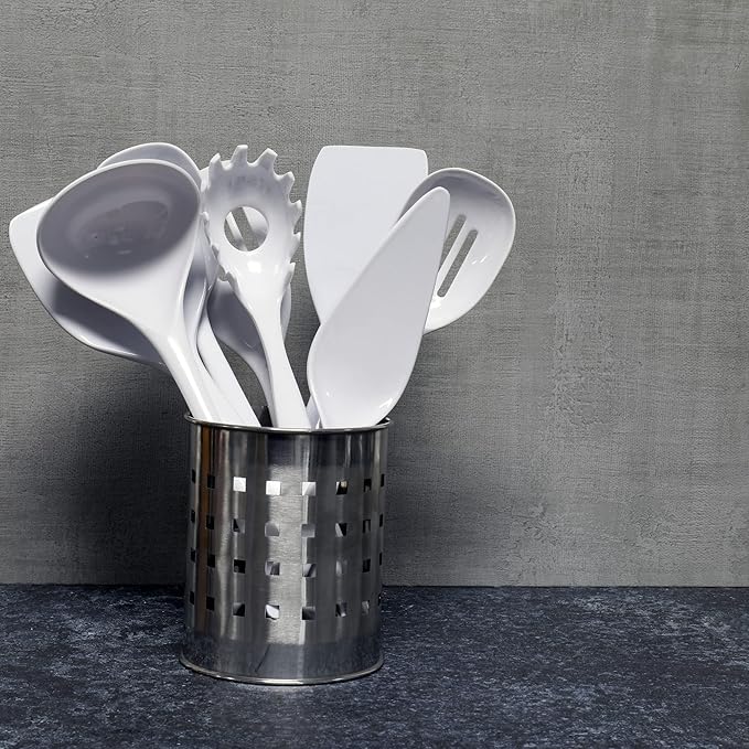 Chef Craft Basic Melamine Kitchen Tool and Utensil Set, 9 Piece Set, White