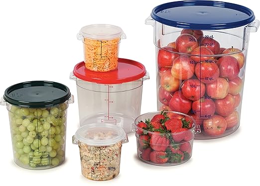 Carlisle FoodService Products Storplus Round Food Storage Container with Stackable Design for Catering, Buffets, Restaurants, Polycarbonate (Pc), 2 Quart, Clear, (Pack of 12)