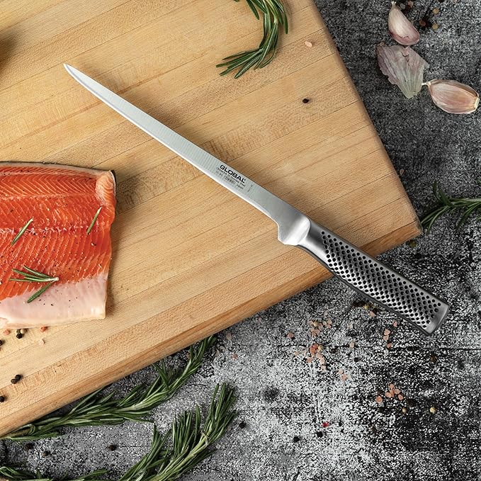 Global 8 inch Flexible Swedish Fillet Knife - Lightweight Japanese Stainless Steel, Razor-Sharp Edge, Made in Japan, G-30