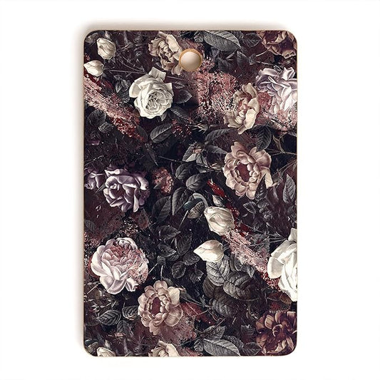 Society6 Bamboo Cutting Board- Kitchen Decor by Burcu Korkmazyurek - Unique Cutting Boards for Kitchen, 16" x 10.5" x 0.5", Exotic Garden - Night III