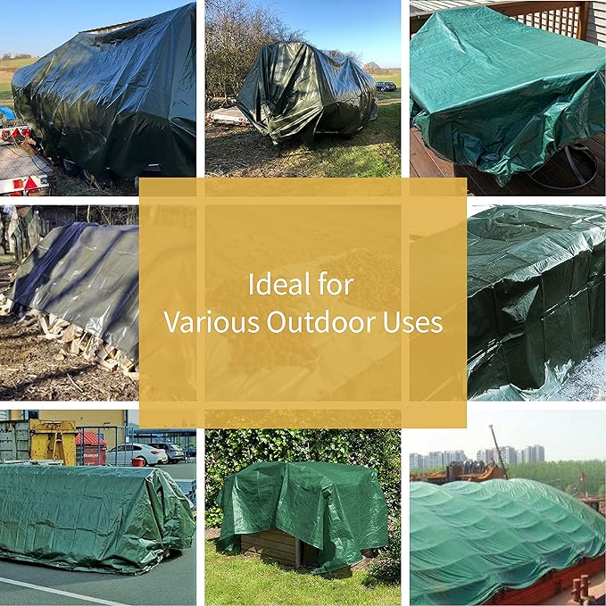 GUARD SHIELD Heavy Duty Tarp 20x20 Feet Green Multi Purpose Thick Waterproof Poly Tarp Cover 10mil