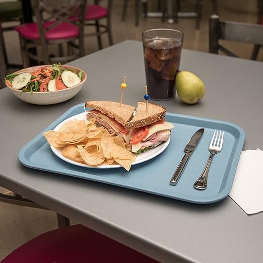 Carlisle FoodService Products Plastic Tray, 12" x 16" | Slate | Pack of 2 | Cafe | Fast Food