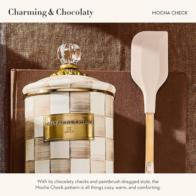 MACKENZIE-CHILDS Kitchen Spatula, Silicone Spatula for Cooking, Brown-and-White Mocha Check