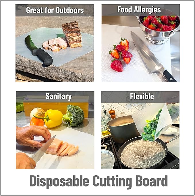 Mind Reader E-Z Board Disposable Cutting Board Box Set, 20 sq ft, Refillable, Reusable, Recyclable, Plastic, Clear