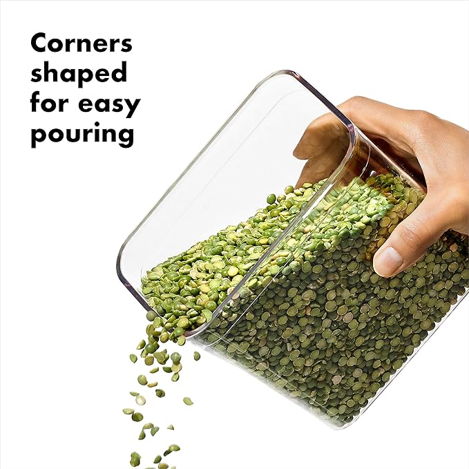 OXO Steel POP Container Small Square Short (1.1 Qt/1 L) - Airtight Food Storage - Ideal for Brown Sugar, Tea,Grey