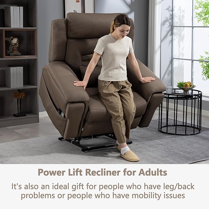 28in Extra Wide Big Man 400lbs Power Lift Recliner Chair for Senior Elderly Adults Lay Flat Lift Recliner with Heat & Massage, Wireless Charging, USB Ports, Cup Holder, Lumbar Pillow