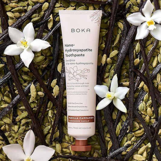 Boka Fluoride Free Toothpaste, Nano Hydroxyapatite Toothpaste, Appropriate for Sensitive Teeth - for Adult, Kids Oral Care - Vanilla Cardamom Flavor, 4 Fl Oz 1Pk US Manufactured
