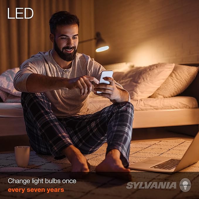 LEDVANCE Sylvania ECO LED A19 Light Bulb, 60W Equivalent Efficient 9W, 7 Year, 750 Lumens, Medium Base, Frosted, 2700K, Soft White - 24 Pack (40986)