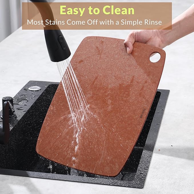 Wood Fiber Cutting Board for Kitchen - High Density, Non-Porous, BPA-Free, Reversible Chopping Board, Dishwasher Safe, Knife-Friendly Cutting Board for Meat, Bread, Fruit, 11.8" x 9.3", Wooden