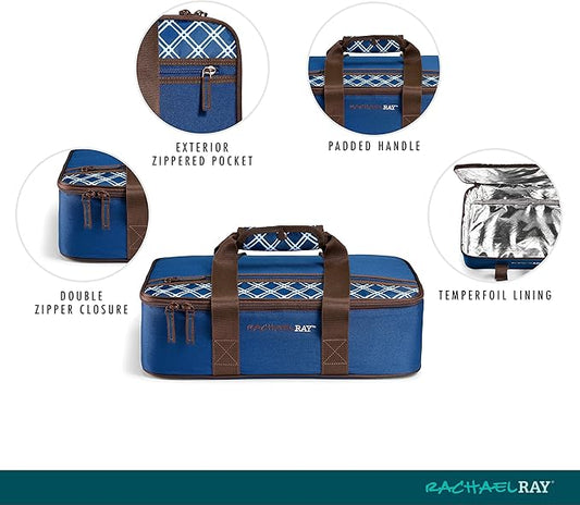 Rachael Ray Lasagna Lugger, Thermal Insulated Casserole Carrier for Hot or Cold Food, Lugger Tote for Potluck, Parties, Picnic, and Cookouts, Fits 9" x 13" Baking Dish