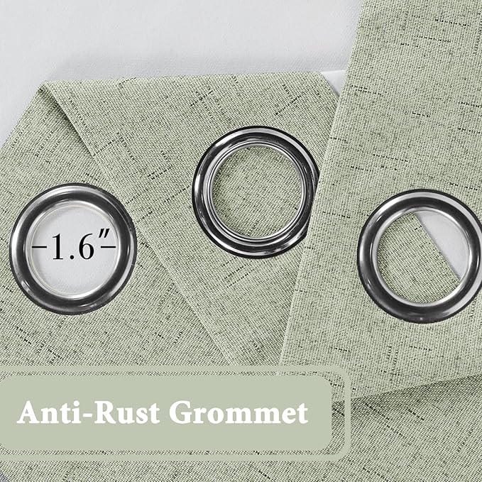 H.VERSAILTEX 100% Blackout Curtain for Bedroom 108 Inches Long Grommet Linen Face Full Light Blocking Curtain Drape for Living Room Thermal Insulated Linen Look Curtain 1 Panel, 52" W x 108" L, Sage