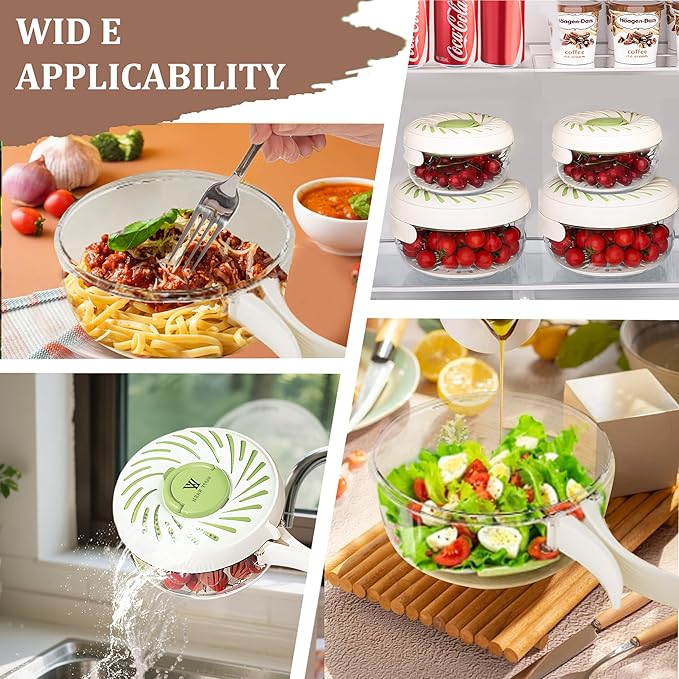 Fruit Washing Bowl with Strainer and Lid with Handle, Portable Strainers and Colander for Kitchen, Vegetable Wash Drain Basket, 3 in 1 Berry Fruit Storage Containers for Fridge Kitchen Picnic Outdoor