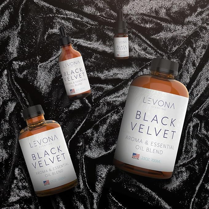 Levona Scent Essential Oil - Fresh Aroma for Home, Office, Hotel & Spa, Perfect in Humidifiers and Diffusers, Luxury Fragrance, with Fir Needle & Salty Sea Air Notes - 700ml/ 23 fl oz, Black Velvette