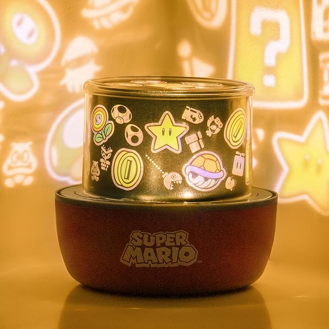 Paladone Super Mario Projection Light - Officially Licensed Nintendo Projector Lamp with Interchangeable Scenes and Mood Lighting, 3 Light Modes, Gaming Room Decor