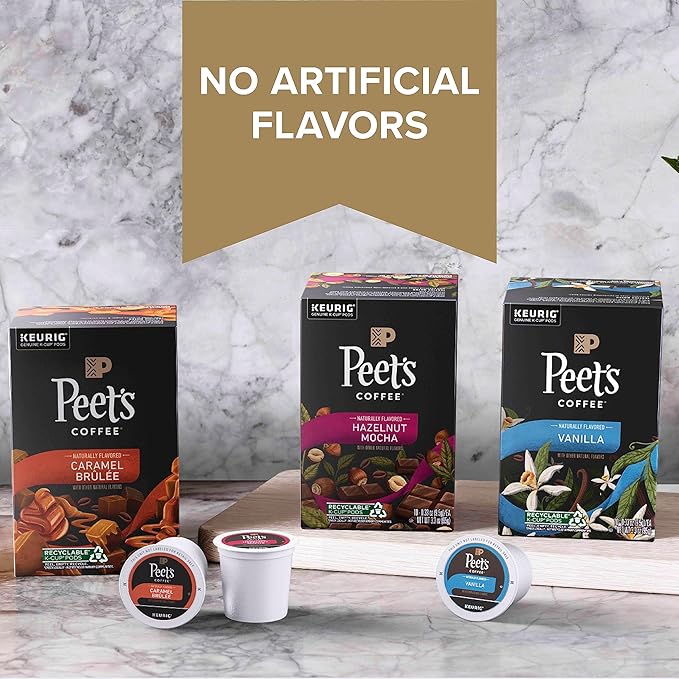 Peet's Coffee, Flavored Light Roast Keurig K-Cup Pods - Hazelnut Mocha 60 Count (6 Boxes of 10 K-Cup Pods)
