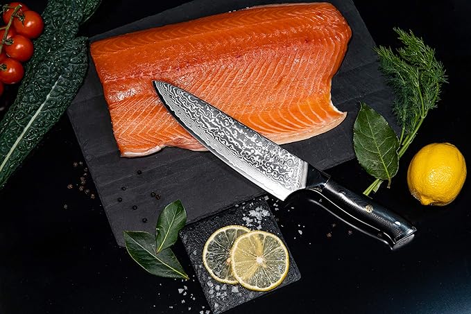 Oxford CHEF Chefs Knife 8 inch Best Damascus- Japanese- VG10 Super Steel 67 Layer High Carbon Stainless Steel-Razor Sharp, Stain & Corrosion Resistant, Awesome Edge Retention