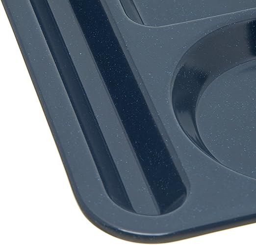 Carlisle FoodService Products Plastic Meal Tray Left-Handed Heavyweight Lunch Tray with 6-Compartments for Schools, Cafeterias, and Dining Halls, Melamine, 14 x 10 Inches, Café Blue
