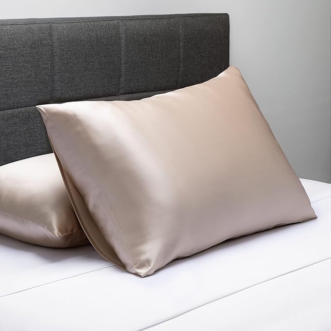 Fishers Finery 30mm 100% Pure Mulberry Silk Pillowcase 2 Pack, Quality Tested (Taupe, Standard, 2 Pack)