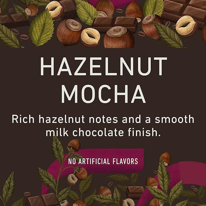 Peet's Coffee, Flavored Light Roast Keurig K-Cup Pods - Hazelnut Mocha 22 Count (1 Box of 22 K-Cup Pods)