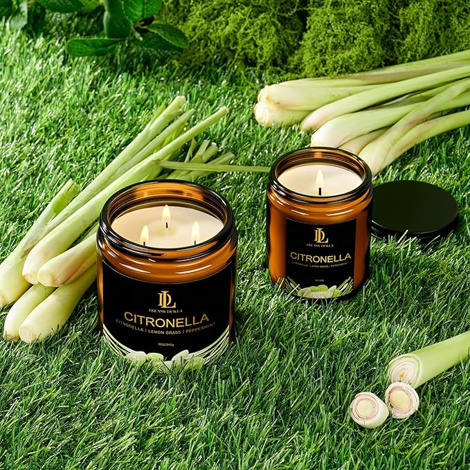 Citronella Candles Outdoor, Citronella Scented Candle, Natural Soy Wax Candle for Summer Outside Garden Camping Patio Picnic, 7oz